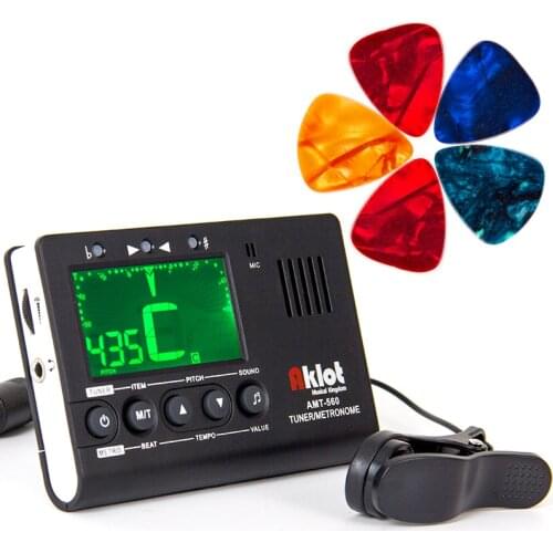 Aklot Guitar Tuner Metronome 3 in 1 LCD Digital Metro-Tuner for Electric Acoustic Guitar Bass Uku Banjo Violin w/ Piezo Pickup