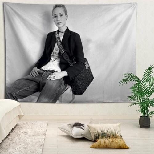 Jennifer Lawrence Tapestries For Living Room Bedroom Hanging Wall Tapestry Retro Home Decor Yoga Beach Mat Custom logo