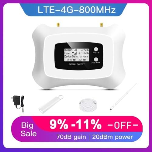 Hot Sale! LTE 800MHz LTE 4G Mobile Signal Booster Smart Cellular Phone Amplifier 4G Repeater for Europe area 200Sqm