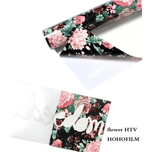 HOHOFILM PACK 5pcs Heat Transfer Vinyl PU Iron on Film Clothing T-shirt Vinyl DIY Letter Flower Vinyl Heat Press Vinyl Textiles