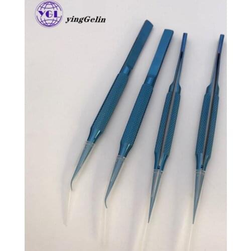Blue color Curved/Straight Titanium Tweezers Professional Precision Flying Line Tweezers for Tiny Motherboard Electronics