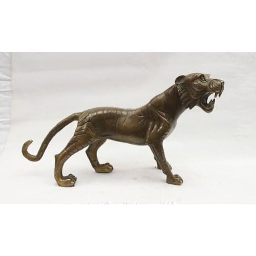 China Feng Shui Pure Copper Bronze Zodiac ferocious Tiger Decor statuary
