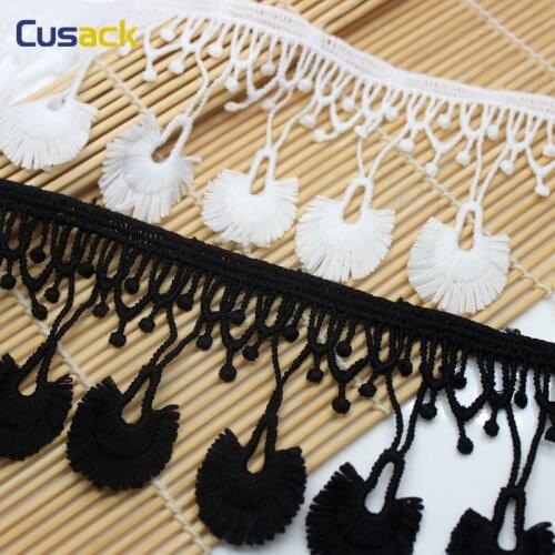 3 meters 7 cm 5 cm Width White Black Hollow Tassel Lace Trims Applique Costume Trimmings Hem Home Textiles Sewing