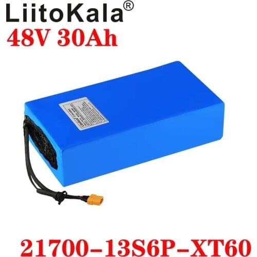 LiitoKala 48V 30Ah 21700 5000mah 13S6P Lithium ion battery Scooter Battery 48v 30ah Electric Bike Battery XT60 plug