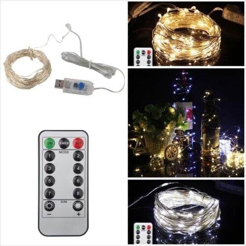 Copper Silver String light 5m 50Led 5v usb Powered Waterproof Outdoor LED Fairy Lights for Christmas Party Wedding Decoration
