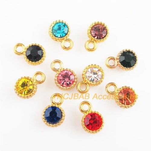 Fashion 20Pcs New Daisy Flower Charms Gold Color Mixed Crystal Pendants 8.5x13mm