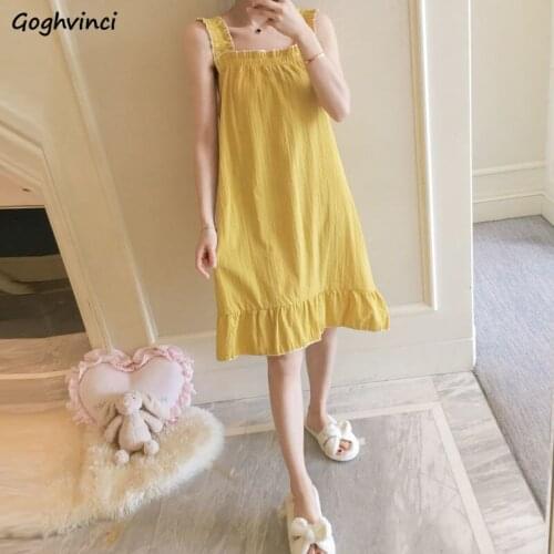 Nightdress Women Solid Loose Knee-length Colorful Cute Leisure Simple Japanese Style Cozy Nightgowns Home Clothing Female Sleep