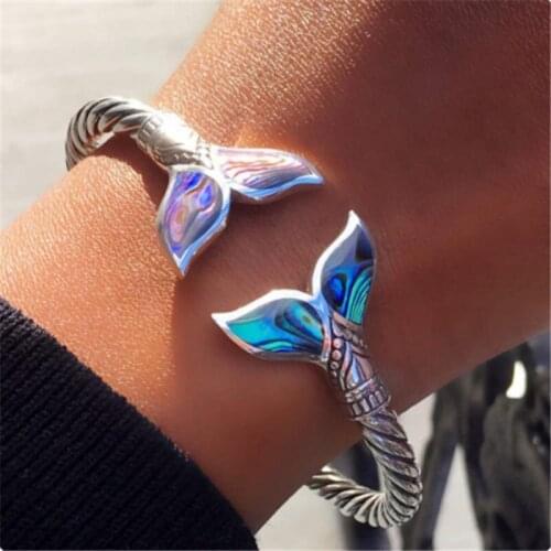 CANZE New Hot Sale Silver Mermaid Tail SS Bangle Bracelet Mermaid Tail Bracelet