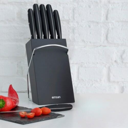 Black New Mia Knife Set 6 Piece Section Quality Material Long Life Durable Kitchen Sharp Stylish Decorative