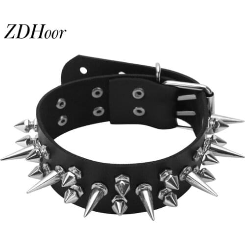 Unisex Punk Gothic Sexy PU Leather Adjustable Choker Necklace Neck Collar with Rivets Rock Club Party KTV Jewelry Accessories