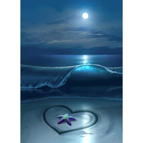Beach Wave Heart Starfish Moon Photographic Backdrop Customized Background for Baby Portrait Children Photophone Photo Studio
