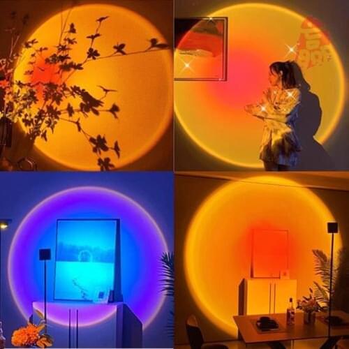 Sunset Projection Lamp Rainbow Atmosphere Led Night Light Sunset Light For Home Bedroom Background Wall Tiktok USB Table Lamp