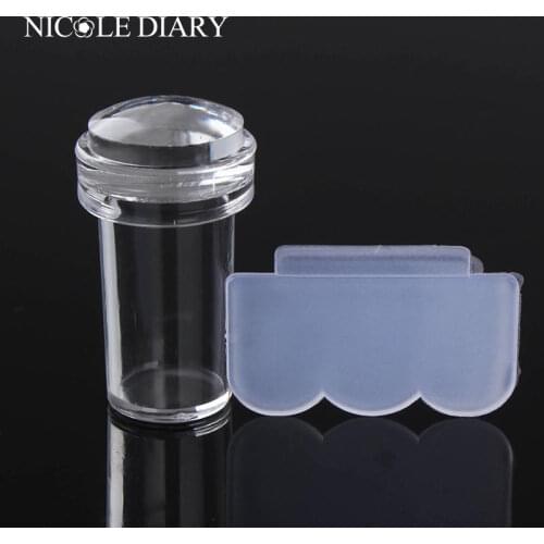 2pcs Mini Transparent Jelly Nail Art Stamper Scraper Set DIY Polish Design Print Silicone Stamp Stamping Tools