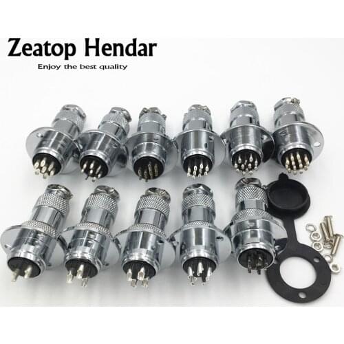 10Set GX20 XLR with Dust Cover Disc Flange 2 3 4 5 6 7 8 9 10 12 14 Pin Female Plug Male Chassis Mount Socket Aviation Connector