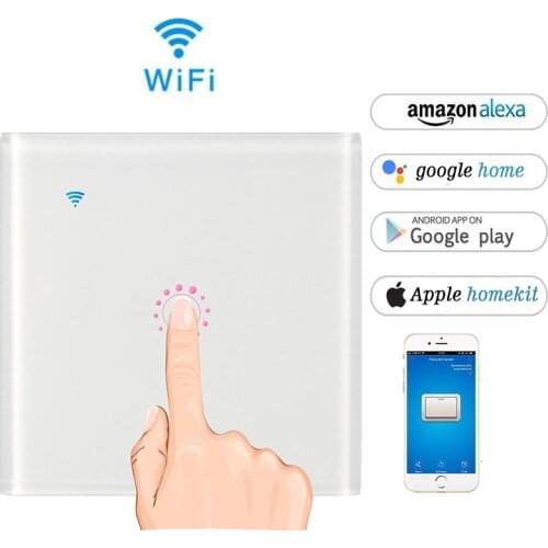 EWeLink EU/US Standard Touch Switch WiFi Smart Wall Light Switch 1/2/3 Gang Tempered Glass Panel Work With Alexa Google Home