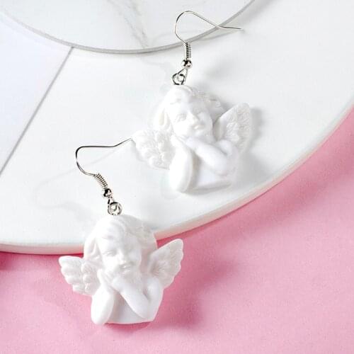 1pair Cute Cupid Angel Pendant Drop Earring Angel Drop Earrings Punk Jewelry For Cool Women Girl Friendship Gifts