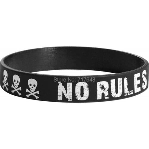 100pcs Skull and Crossbones with No Rules wristband silicone bracelets free shipping by epacket A