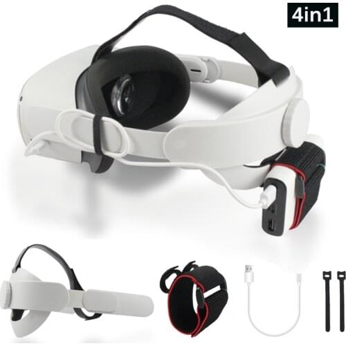 Replacement Head Strap Power Bank Battery Back Holder Fixed Belt Charging Cable for Oculus Quest 2 VR Headset Elite Accessories