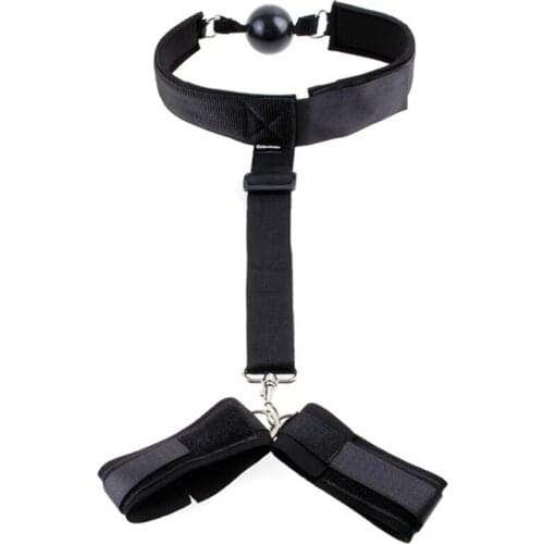 Adult Game Bondage rope Erotic Toy Fetish Sexy Bondage Restraint Hand Cuffs with Open Mouth ball gag harness for Couples Sex Toy