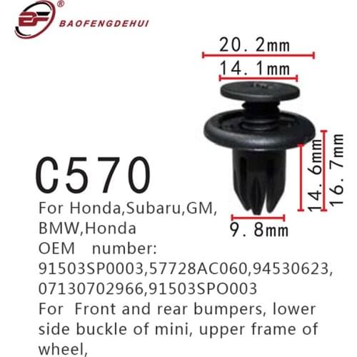 Upper Frame Of Wheel Clamp Screw Bumpers Clips For Honda,Subaru,Gm,Bmw,Honda 94530623,07130702966