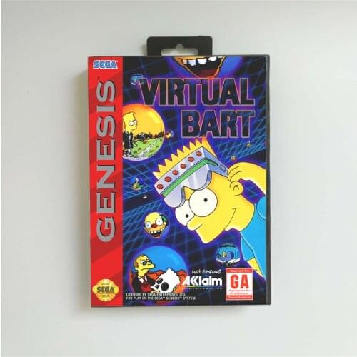 Virtual Bart - USA Cover With Retail Box 16 Bit MD Game Card for Sega Megadrive Genesis Video Game Console