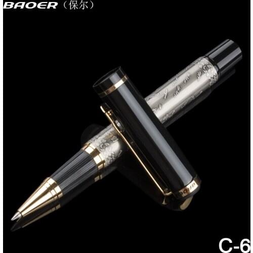 Baoer 507 the eight horses High Quality Silver And Golden Clip Roller Ball Pen Business & School Supplies