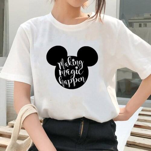 Making Magic Happen Letter Mickey Mouse Head T-shirt Womens Clothes Fashion Funny T Shirts Harajuku Tee Unisex Tops