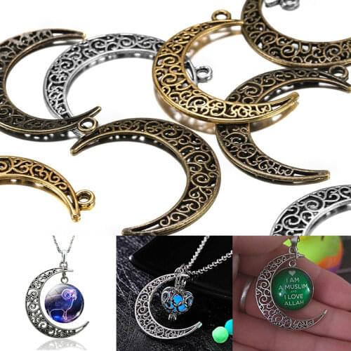 10pcs Filigree Hollow Moon Charms Alloy Metal Colar Pendants Connectors DIY Jewelry Making Handmade Craft Findings