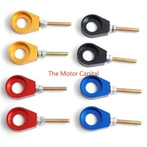 110cc 125cc 140cc Aluminum Chain Tensioner Adjuster Dirt Bike Pit ATV Motorcycle Scooter 12mm or 15mm Rear Wheel axle hole
