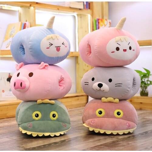30CM Cartoon Cute Winter Plush Hand Warmer Soft Animals Plush Cushion Dinosaur Stuffed Pillow Plushie Soft Toys Xmas Gift