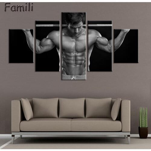 5pcs Superstar Fitness bodybuilding Poster Fabric Silk Black And White Poster Print Great Pictures On The Wall