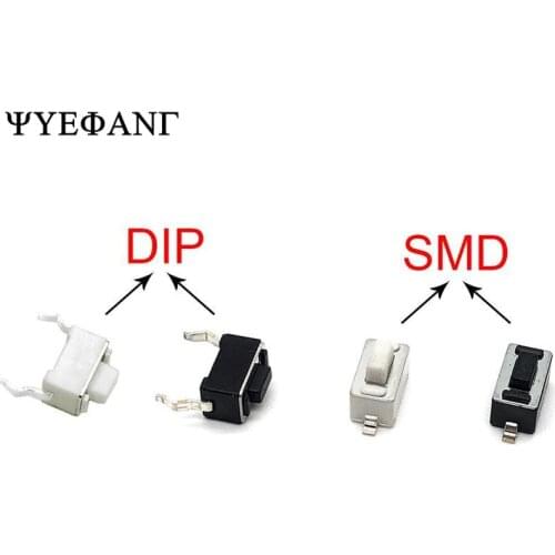 50pcs/lot 3x6x5mm patch SMD vertical DIP button switch 2 foot 2pin Car remote control key commonly used Black Tact Micro Switch