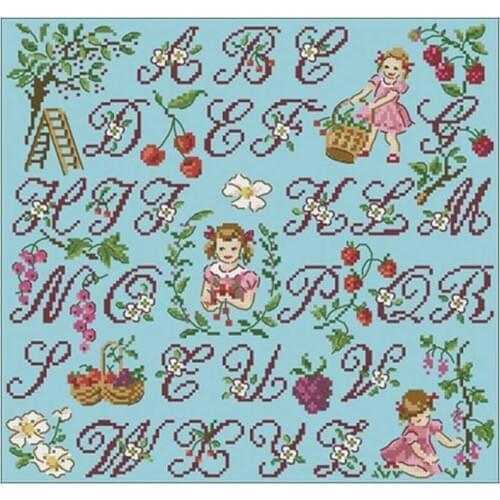 Alphabet Orchard patterns Counted Cross Stitch 11CT 14CT DIY Chinese Cross Stitch Kits Embroidery Needlework Sets home decor