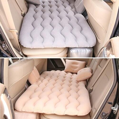 Car Air Inflatable Back Seat Travel Bed Mattress Air Bed Sofa Pillow Outdoor Camping Mat Cushion For BMW VW KIA Black Grey Beige