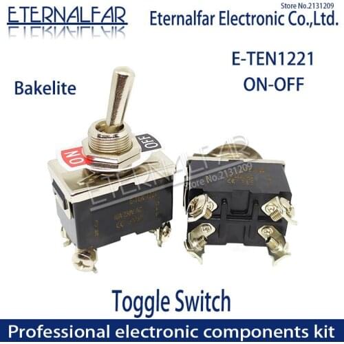 Bakelite E-TEN1221 High Quality Silver Contact DPST 12MM 15A 250V AC ON-OFF 4Pin Reset Rocker Toggle Slide Switch Waterproof