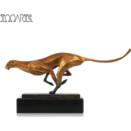 Tooarts Leopard Bronze Sculpture Modern Artificial Statue Art Craft Statues for Decoration Office Home Decoration Accessories