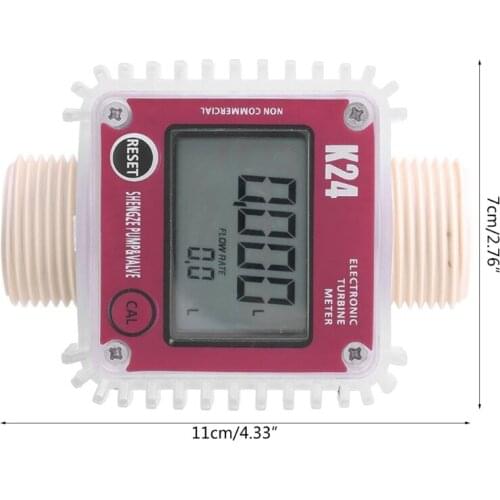 K24 Turbine Digital Oil Fuel Flow Meter Gauge For Chemicals Liquid Water Y98E