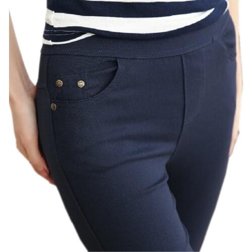 Clobee Plus Size Womens Pencil Pants Women Casual Capris White Black Navy Color Female Bottoming Pants Palazzo Formal Trousers