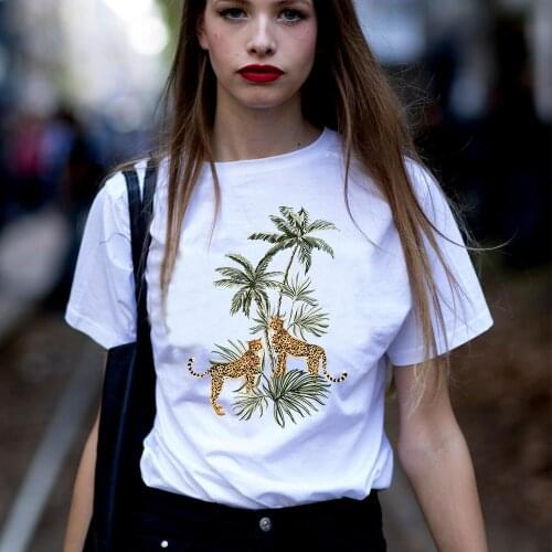 Summer Style tshirt Women Tiger Print O-Neck Top&Tees Wild Animals Plus Size White Shirt Woman Clothes