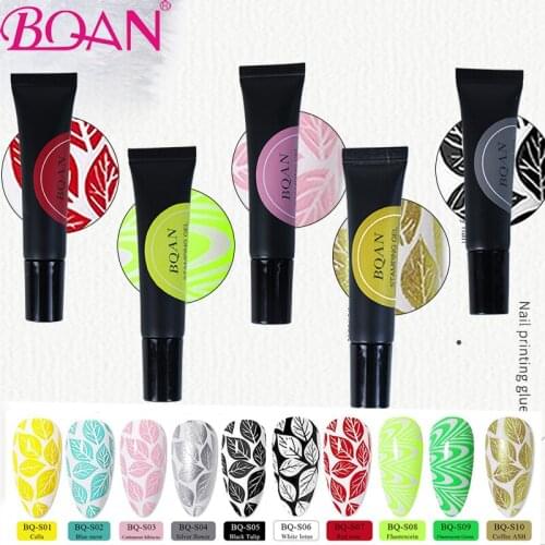 BQAN 1PC 8ml Nail Painting Gel for Nail Stamp Plates Nail Stamping Gel Polish UV Gel Nail Polish Soak Off Long Lasting Nail Tool
