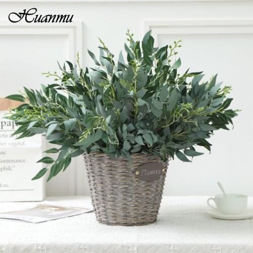 1 Bouquet 6Pcs Artificial Flowers Artificial Plants Home Decoration Bunches of Willow Wicker Fake Flower Fake Leaves Green Plant