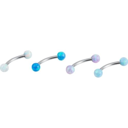 10pcs Free Shippment Surgical Steel Opal Stone Labret Lip Ring Nipple/Eyebrow Bar Body Piercing earring tragus ring 16G