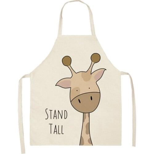 Animal Zebra Lion Rabbit Bear Kitchen Apron Womens Sleeveless Cotton Linen Apron Home Cooking Baking Bib Mens Childrens Apron