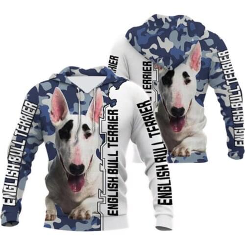 English Bull Terrier 3D Jacket Men/women Casual Streetwear Hoodies Boys Hip Hop Kawaii Hood Sweatshirts Mens Hipster Clothes