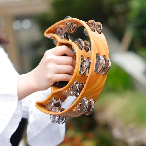 M MBAT Spin Rattle Hand Bell Percussion Instrument for Party Freestyle Tambourine Portable Kids Musical Gift Educational Toy