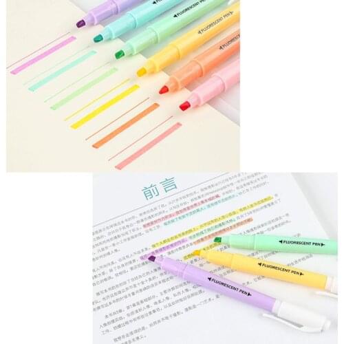 Candy Color Highlighter Pen Double Headed Fluorescent Marker Pen School Supplies Dropshipping