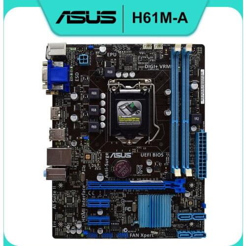 For ASUS H61M-A Original Motherboard LGA 1155 DDR3 16G Intel H61(B3) HDMI Micro ATX Motherboard