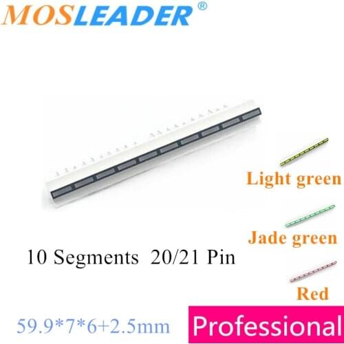 Mosleader 100PCS Red Green 20P 21P 10 Segment Display Unilateral Pins 10 Segments 59.9*7*6 59.9x7x6 Bargraph LED Bar graph