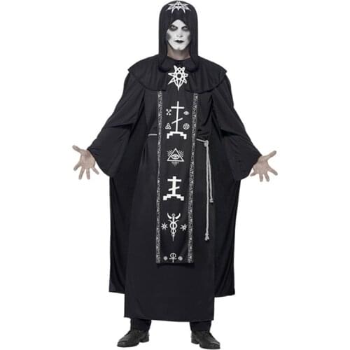 Man Women Halloween Church Wizard Witch Costume Medieval Exorcist Sorcerer Cosplay Fancy Dress