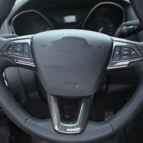 Wood Grain ABS Paint Car Steering Wheel Decoration Trim Sequins Sticker For Ford Focus 4 MK4 2014 2015 2016 2017 Accessories
